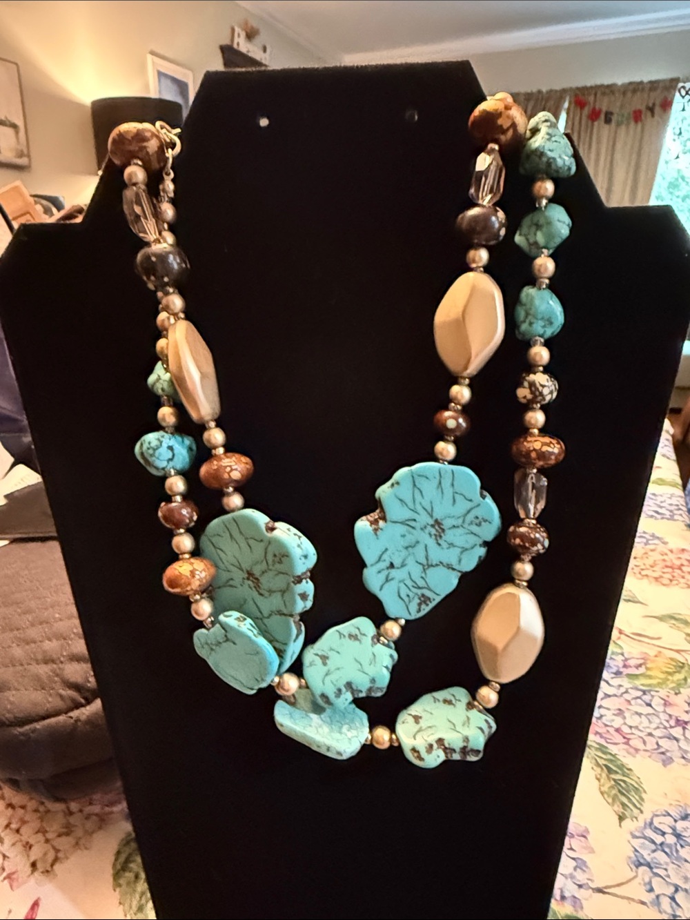 Turquoise Statement Beaded Necklace - Women Jewelry